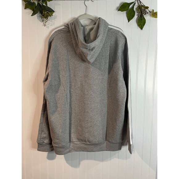 Adidas Gray Hoodie With White Stripes Size L Recycled Cotton & Polyester Blend - Picture 6 of 16